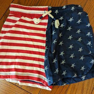 Lightning Bug American Flag Girls Kids Drawstring Shorts Elastic Waist RWB sz 10